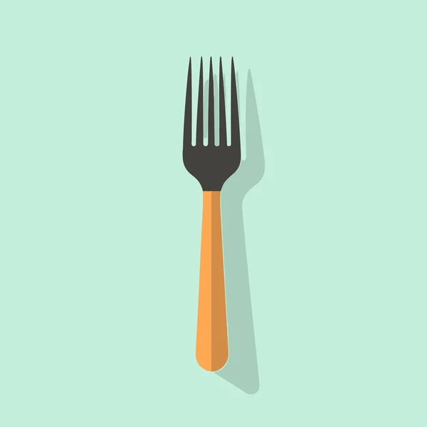 Une Fourchette Avec Une Longue Ombre Sur Fond Bleu — Image vectorielle