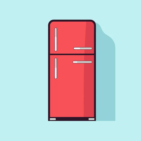 Egy Piros Hűtőszekrény Kék Fal Tetején — Stock Vector