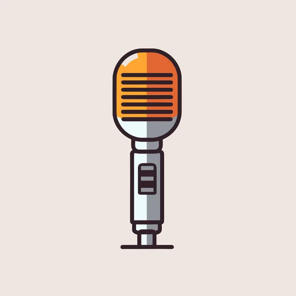 Microphone Icon Long Shadow — Stock Vector