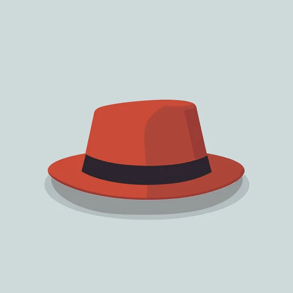 つばの周りに黒い帯を持つ赤い帽子 — ストックベクタ