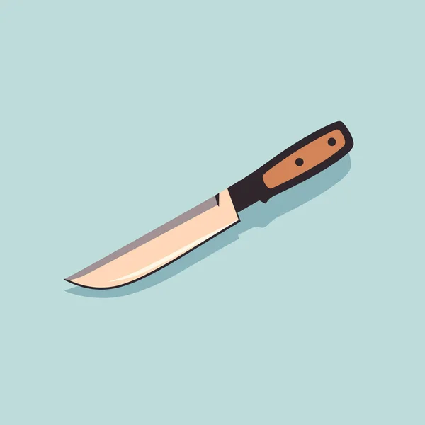 Большой Нож Деревянной Ручкой Синем Фоне — стоковый вектор
