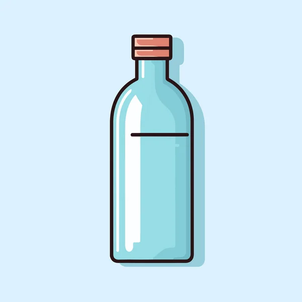 Een Blauwe Fles Met Een Bruine Dop — Stockvector