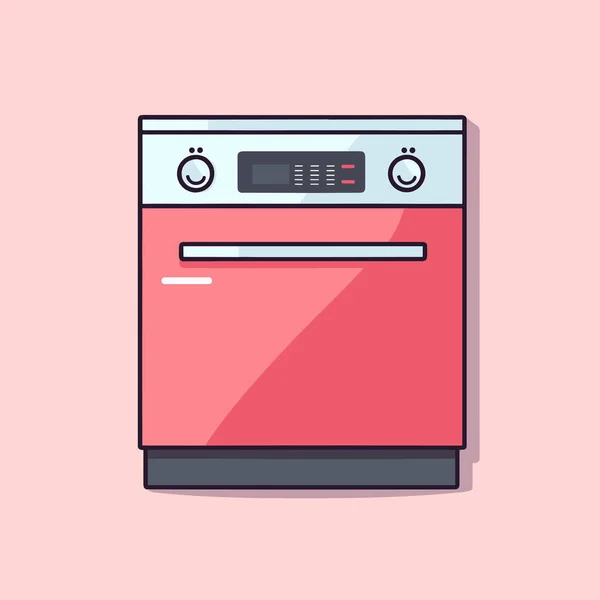 Een Roze Oven Met Een Zwarte Knop Erop — Stockvector