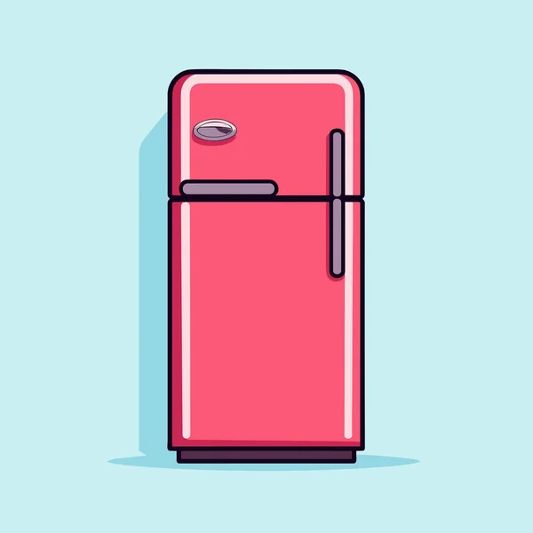 蓝色墙壁上的粉红色冰箱冷冻机 — 图库矢量图片