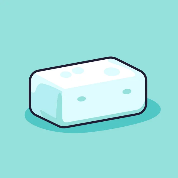 緑色の表面の上に座っているチーズの白いブロック — ストックベクタ