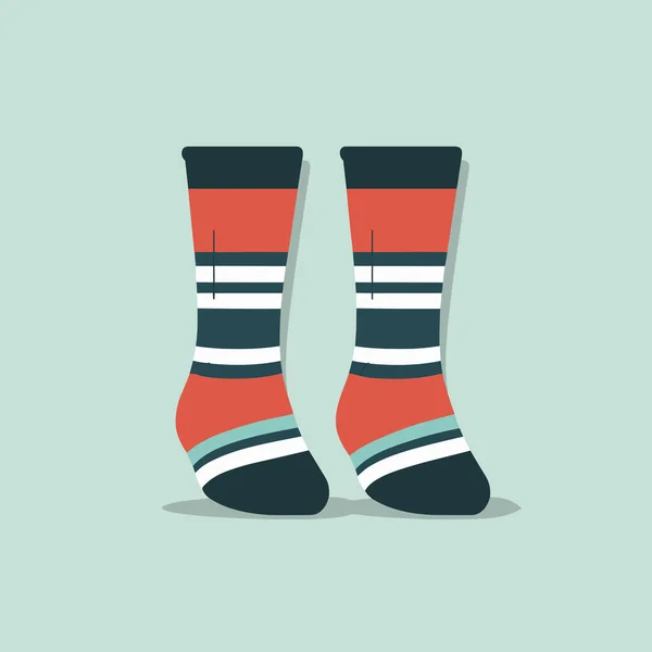 Siyah Beyaz Çizgili Bir Çift Kırmızı Çorap — Stok Vektör