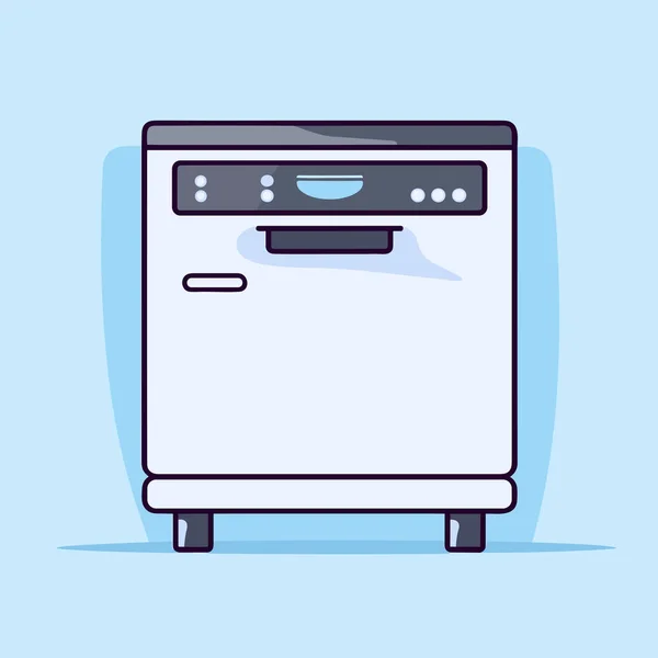 蓝底洗碗机的卡通片 — 图库矢量图片