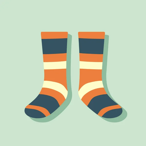 Пара Помаранчевих Синіх Смугастих Шкарпеток — стоковий вектор