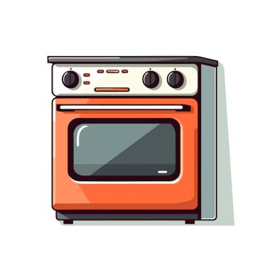 An orange oven with two burners on top of it clipart