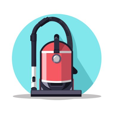 Siyah saplı kırmızı bir elektrikli süpürge.