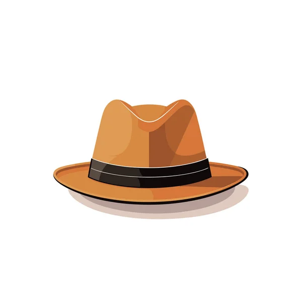 つばの周りに黒い帯を持つ茶色の帽子 — ストックベクタ