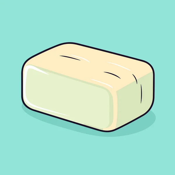 Kawałek Chleba Siedzący Niebieskiej Powierzchni — Wektor stockowy