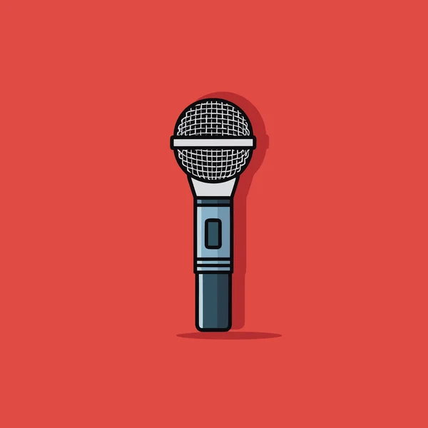 Microphone Sur Fond Rouge — Image vectorielle