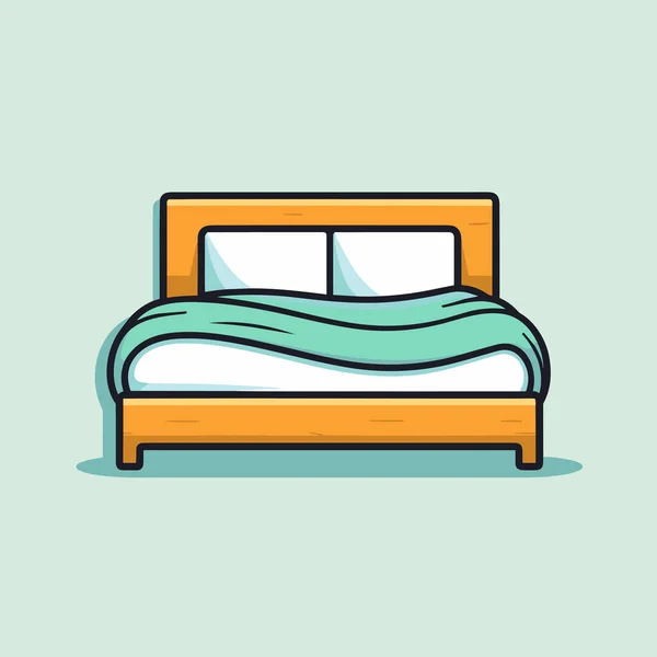 Ein Bett Mit Einer Grünen Decke Darüber — Stockvektor