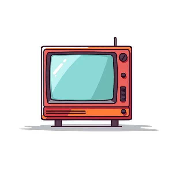 Üzerinde Siyah Bir Anten Olan Kırmızı Bir Televizyon — Stok Vektör