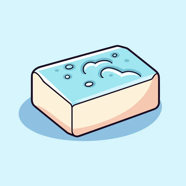 青い背景の石鹸バーの漫画 — ストックベクタ