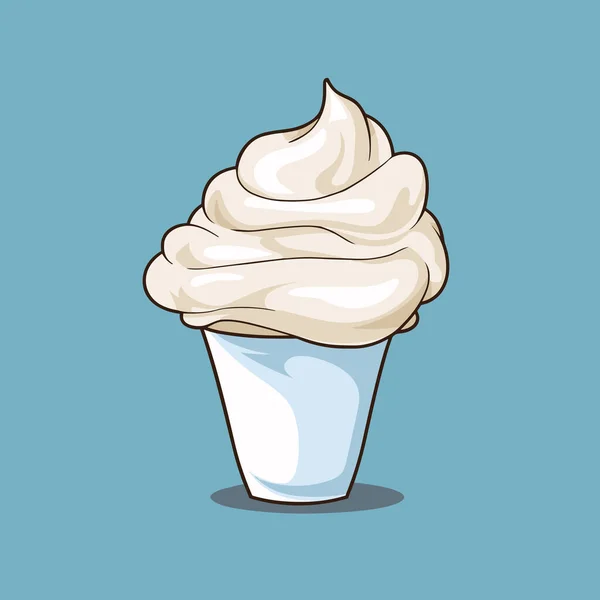 Une Tasse Crème Glacée Sur Fond Bleu — Image vectorielle