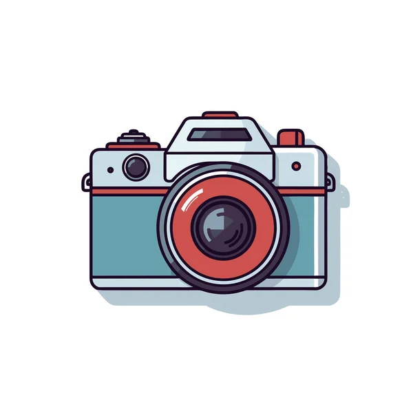 Камера Красной Линзой Белом Фоне — стоковый вектор