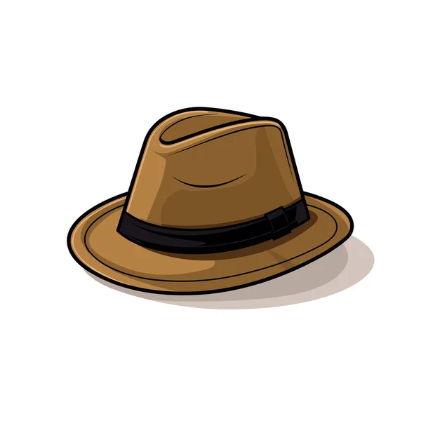 Beyaz Arka Planda Kahverengi Bir Şapka — Stok Vektör
