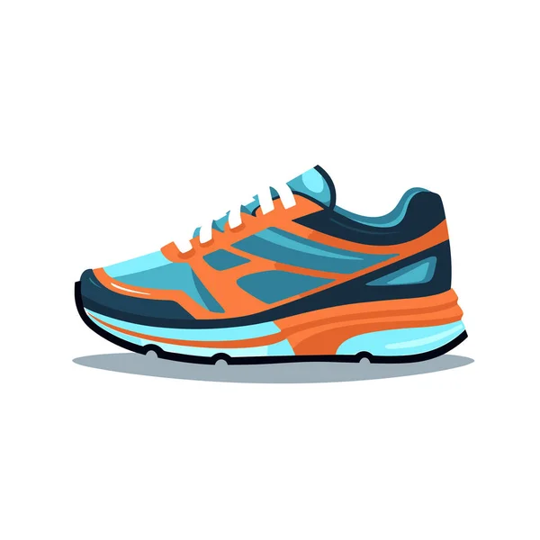 stock vector A blue and orange shoe with a white sole