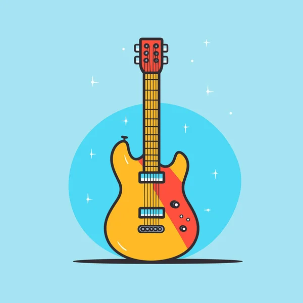 Żółta Gitara Elektryczna Czerwoną Szyją — Wektor stockowy