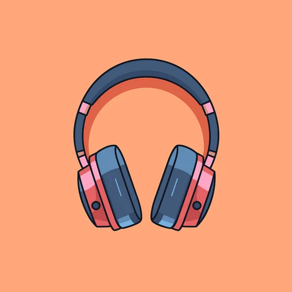 Pair Headphones Sitting Top Orange Background — Stock Vector