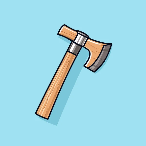 Ein Hammer Mit Holzstiel Auf Blauem Hintergrund — Stockvektor