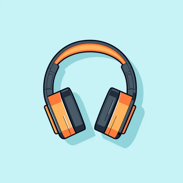 Pair Headphones Blue Background — Stock Vector