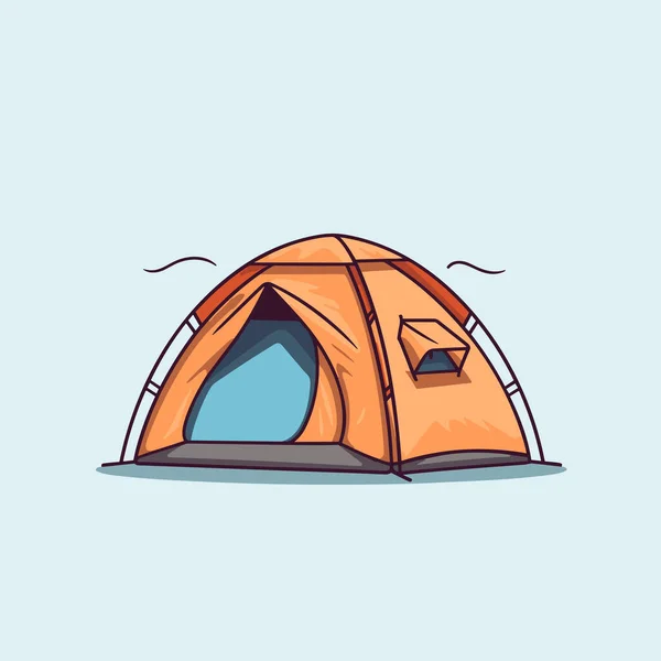 Une Tente Avec Porte Ouverte Sur Fond Bleu Clair — Image vectorielle