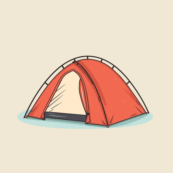 Ein Rotes Zelt Auf Einem Sandstrand — Stockvektor