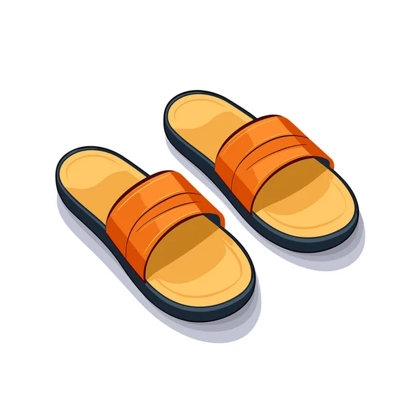 Paio Pantofole Arancioni Sfondo Bianco — Vettoriale Stock