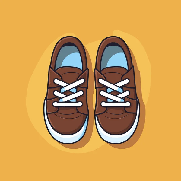 一双带白色鞋带的棕色鞋子 — 图库矢量图片