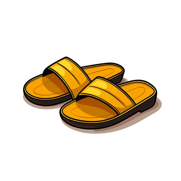 Pair Yellow Slippers White Background — Stock Vector