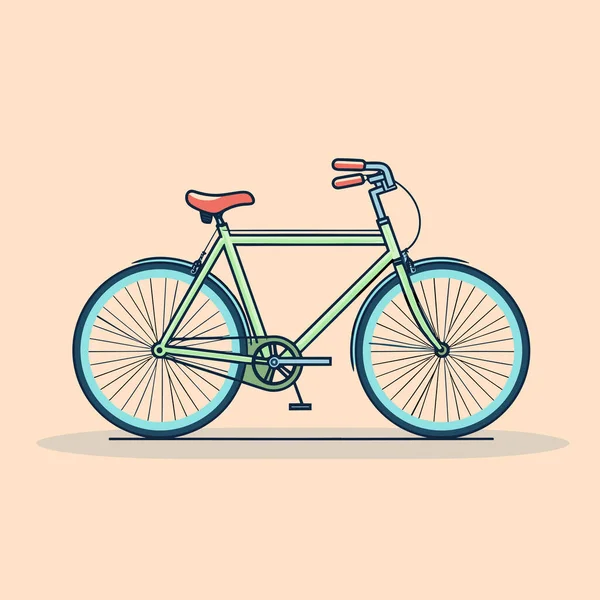 Bicicleta Azul Com Assento Vermelho Sobre Fundo Bege — Vetor de Stock
