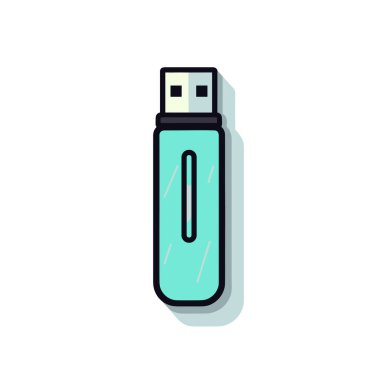 Beyaz bir yüzeyin üzerinde duran mavi bir usb çubuğu.