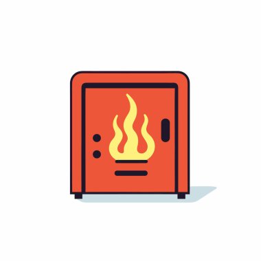 İçinde ateş olan kırmızı bir dolap.