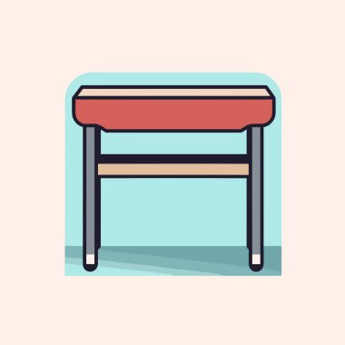 Kırmızı kapaklı ve bacaklı bir masa.