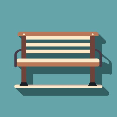 Mavi bir duvarın üstünde oturan ahşap bir bank.