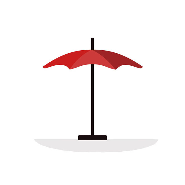 A red umbrella sitting on top of a white floor