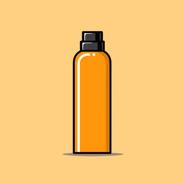 Помаранчева Пляшка Чорною Шапочкою Жовтому Тлі — стоковий вектор