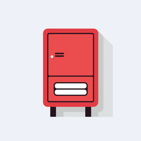 Червоний Холодильник Сидить Білій Стіні — стоковий вектор