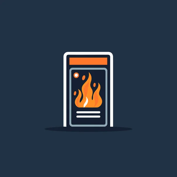 Oheň Hořící Krbu Tmavém Pozadí — Stockový vektor