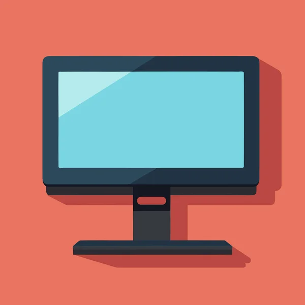 Flat Screen Monitor Sitting Top Desk — Stock Vector