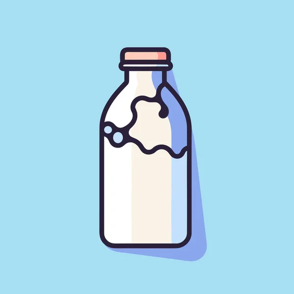 Een Fles Melk Een Blauwe Achtergrond — Stockvector