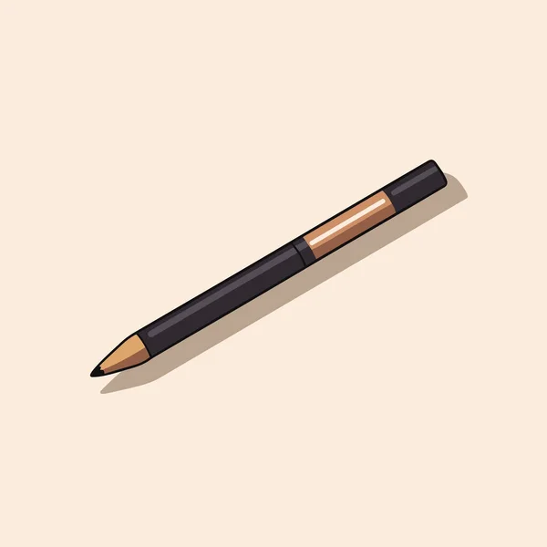 Black Pen Brown Tip Beige Background — Stock Vector