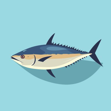 Mavi arka planda bir balık