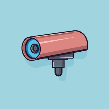 Duvara monte edilmiş mavi bir kamera.