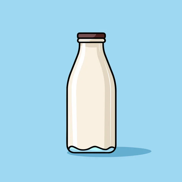 蓝色背景上的一瓶牛奶 — 图库矢量图片