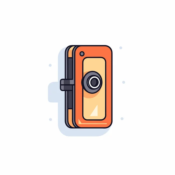 Una Fotocamera Arancione Con Sfondo Bianco — Vettoriale Stock