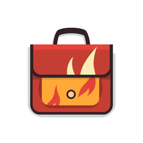 Een Rode Tas Met Vlammen Erop — Stockvector